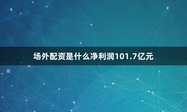 场外配资是什么净利润101.7亿元